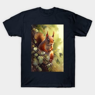 Adorable Watercolor Squirrel - Perfect Wall Art for Nature Lovers T-Shirt